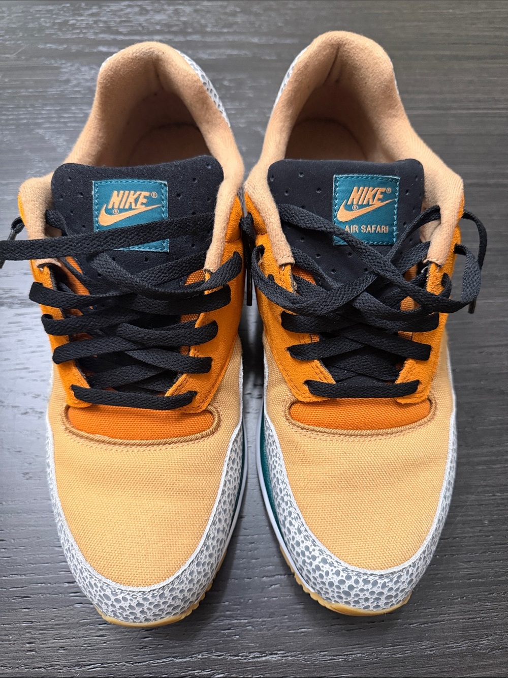 Nike Men’s Air Safari Orange, Black & Teal Accent Sneakers